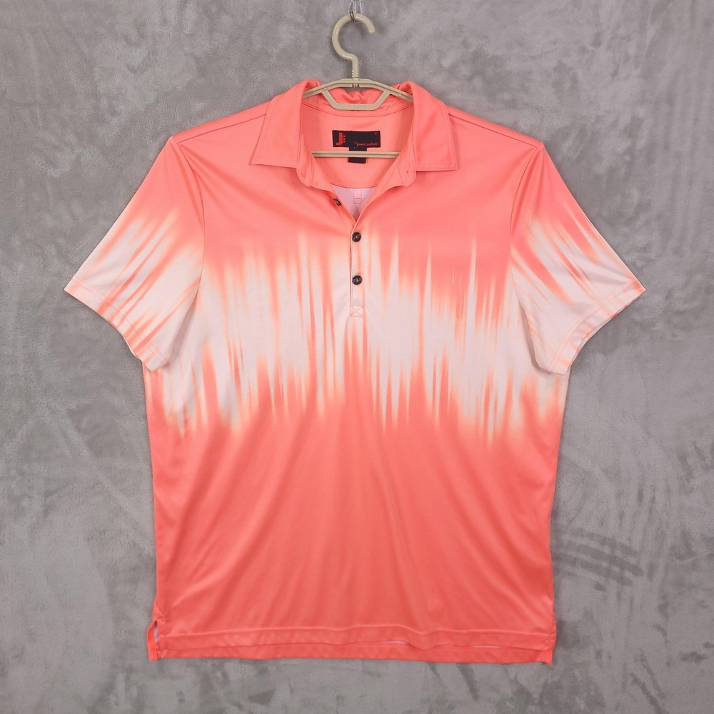 Jamie Sadock Polo Shirt Mens XL Pink Ombre Stripe Golf Short Sleeve Polyester
